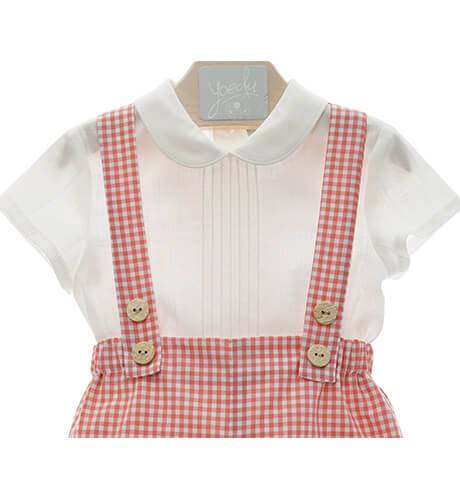 Conjunto niño pantalón tirantes vichy caldera y camisa de Yoedu | Aiana Larocca