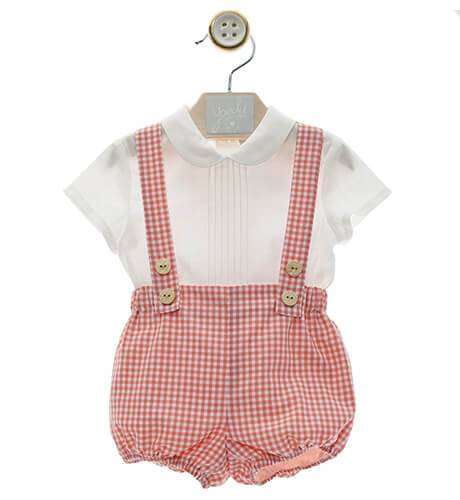 Conjunto niño pantalón tirantes vichy caldera y camisa de Yoedu | Aiana Larocca