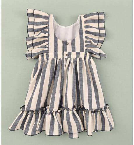 Vestido niña a rayas azul &amp; escote espalda de José Varón | Aiana Larocca