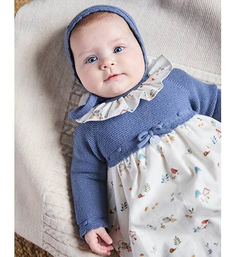 Vestido bebé punto azul &amp; estampado garden de Martin Aranda | Aiana Larocca