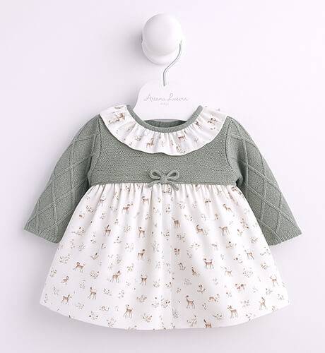 Vestido niña punto VERDE &amp; estampado animalitos de Martin Aranda | Aiana Larocca