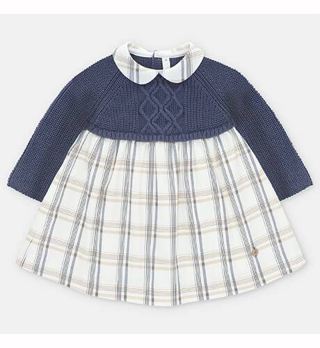 Vestido niña punto azul &amp; cuadros de Martin Aranda | Aiana Larocca