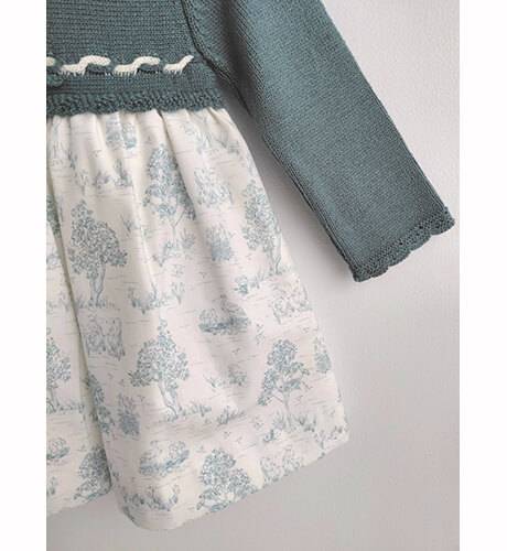 Vestido niña combinado punto verde de Martín Aranda | Aiana Larocca