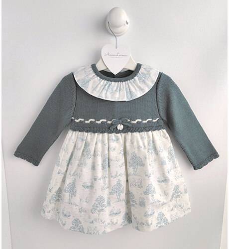Vestido niña combinado punto verde de Martín Aranda | Aiana Larocca