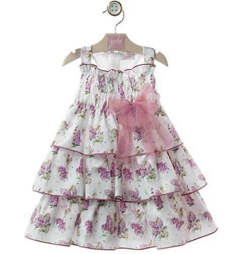 Vestido niña flores lilas &amp; volantes de Yoedu | Aiana Larocca