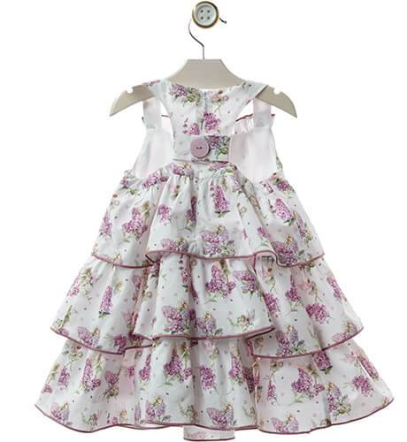 Vestido niña flores lilas &amp; volantes de Yoedu | Aiana Larocca