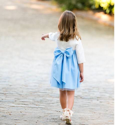 Vestido niña ceremonia azul con tul  | Aiana Larocca