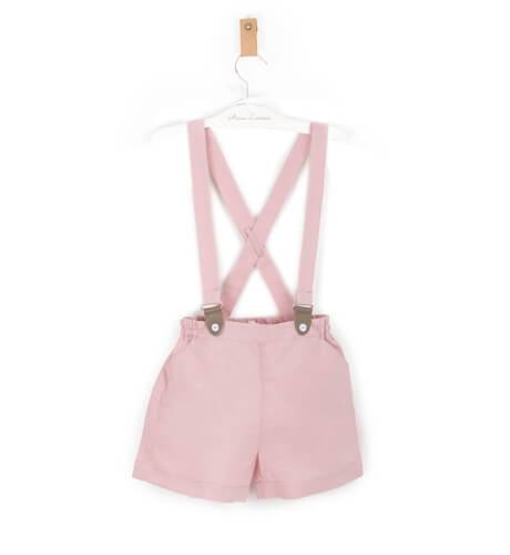 Pantalón tirantes niño lino rosa | Aiana Larocca