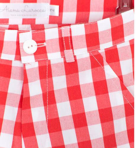 Pantalón niño vichy rojo | Aiana Larocca Moda Infantil