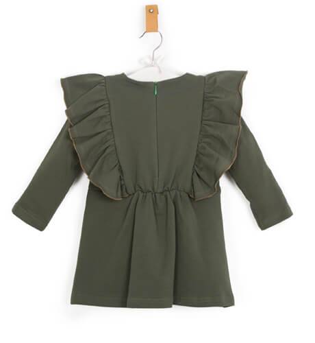 Vestido verde volantes laterales de Eve Children | Aiana Larocca