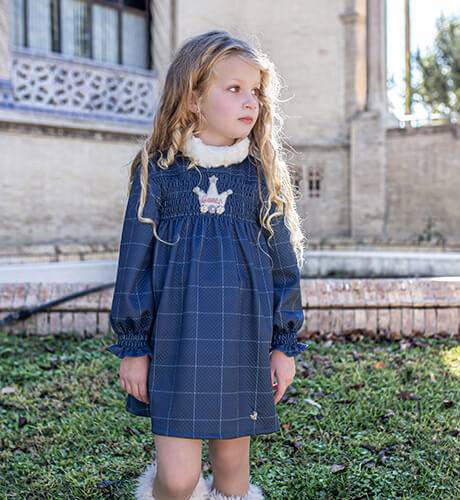 Vestido niña a cuadros azul marino engomado de Nekenia | Aiana Larocca Moda  Infantil