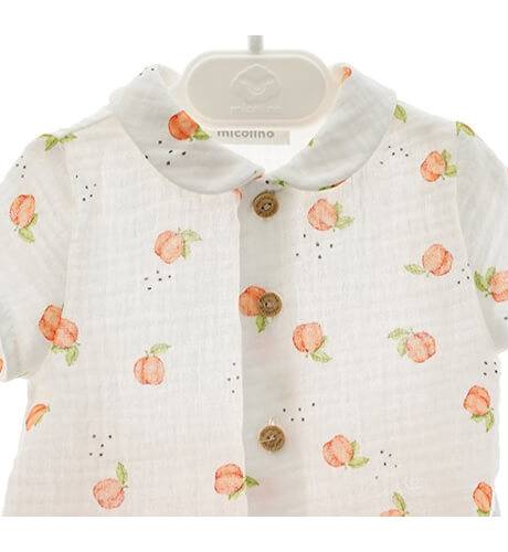 Conjunto bebe camisa &amp; pantalón cuadros vichy mandarina de Micolino | Aiana Larocca