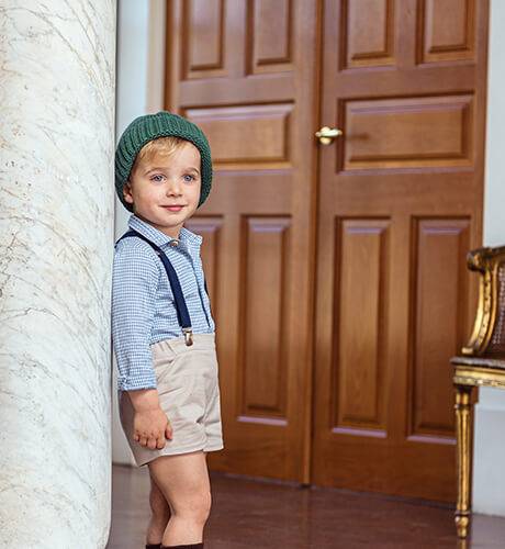 Conjunto niño pantalón tirantes &amp; camisa vichy azul de Yoedu | Aiana Larocca