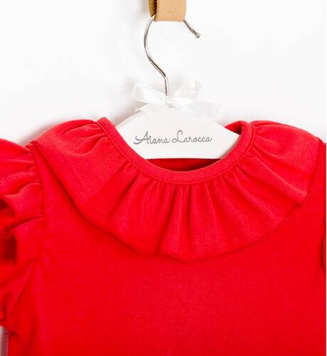 Blusa roja punto camiseta cuello volante de Baby Yiro | Aiana Larocca