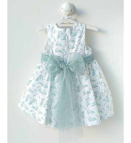 Vestido niña bordado estampado verde &amp; lazada tul de Blanca Valiente | Aiana Larocca