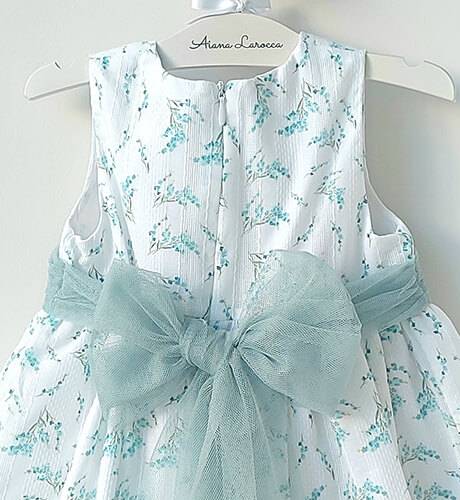 Vestido niña bordado estampado verde &amp; lazada tul de Blanca Valiente | Aiana Larocca