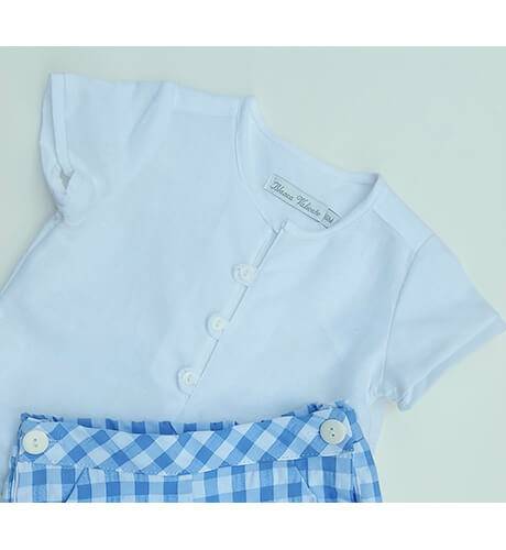 Conjunto niño Camisa y pantalón a cuadros azul de Blanca Valiente | Aiana Larocca