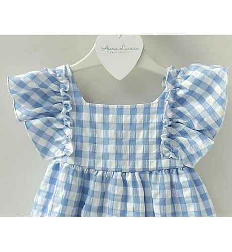 Vestido niña a cuadros azul &amp; espalda abierta de Blanca Valiente | Aiana Larocca