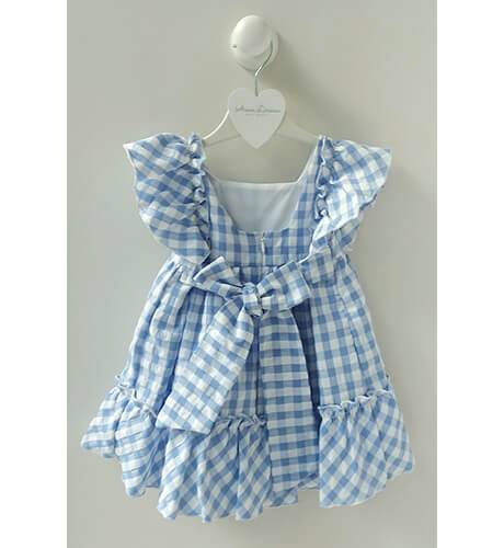 Vestido niña a cuadros azul &amp; espalda abierta de Blanca Valiente | Aiana Larocca