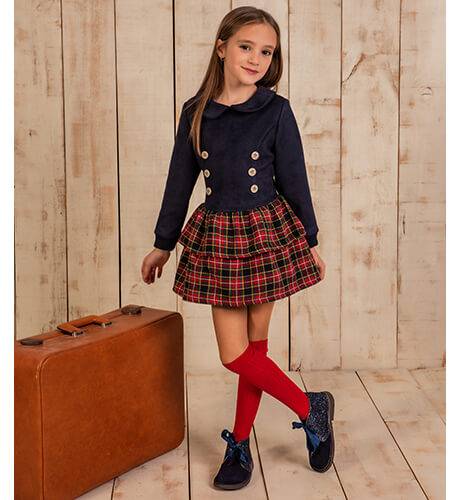Vestido niña talle bajo falda cuadros escoceses de Nekenia | Aiana Larocca