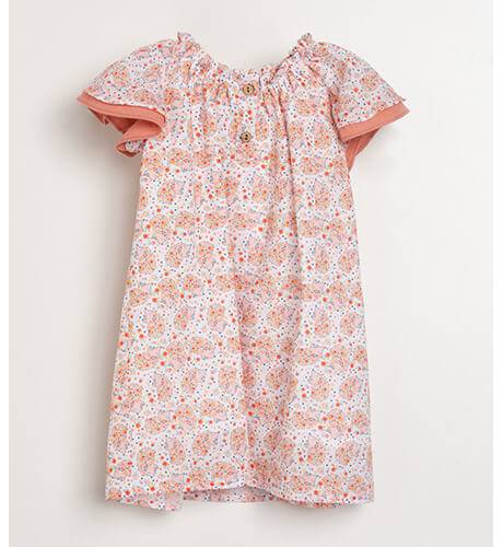 Vestido niña estampado erizos &amp; florecitas rosa de Ancar | Aiana Larocca