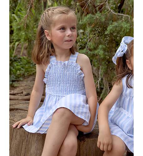 Vestido niña a rayas azul  &amp; engomado de Ancar | Aiana Larocca