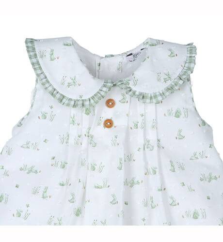 Jesusito niña plumeti conejitos &amp; cuello Peter Pan de Popys | Aiana Larocca