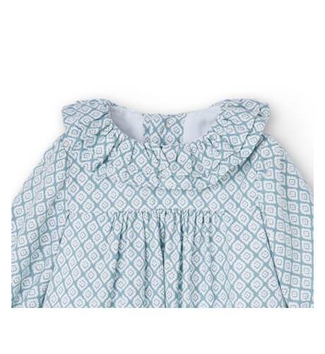 Vestido bebé estampado verde cuello volante de Cocote | Aiana Larocca