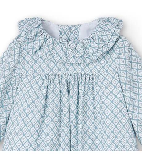 Vestido bebé estampado verde cuello volante de Cocote | Aiana Larocca