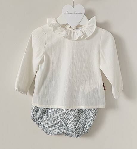 Conjunto bebé camisa blanca &amp; bombacho rombos de Cocote | Aiana Larocca