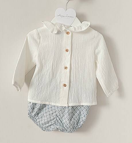Conjunto bebé camisa blanca &amp; bombacho rombos de Cocote | Aiana Larocca