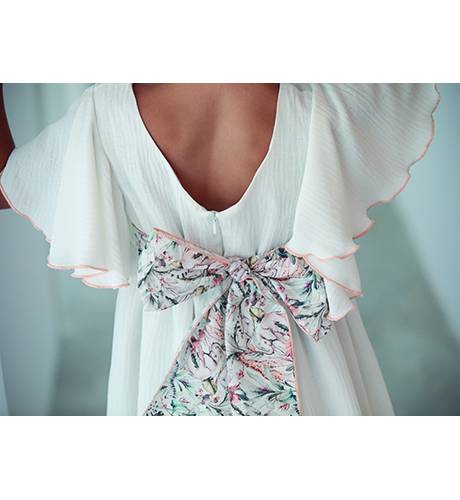 Vestido niña blanco Capri lazo estampado de Eve Children | Aiana Larocca