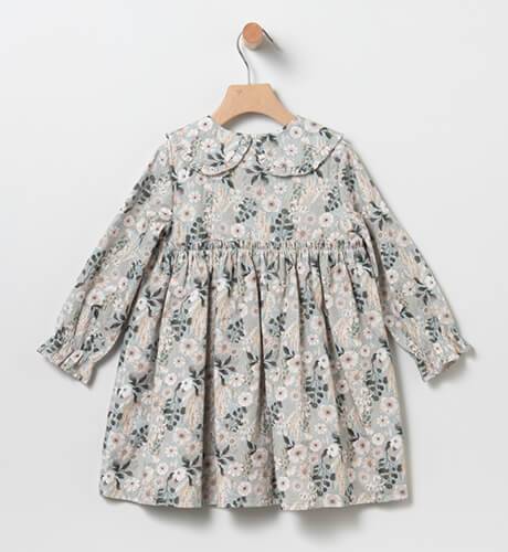 Vestido niña floral azul verdoso &amp; crudo de Coco Acqua | Aiana Larocca