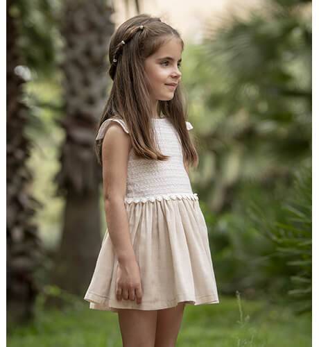 Vestido niña ceremonia avellana de Coco Acqua | Aiana Larocca