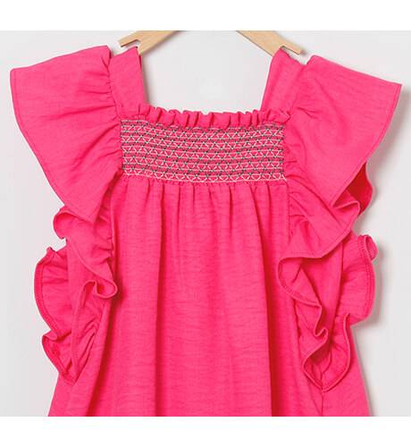 Vestido niña fucsia &amp; bordado nidos de Coco Acqua | Aiana Larocca