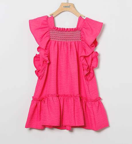 Vestido niña fucsia &amp; bordado nidos de Coco Acqua | Aiana Larocca