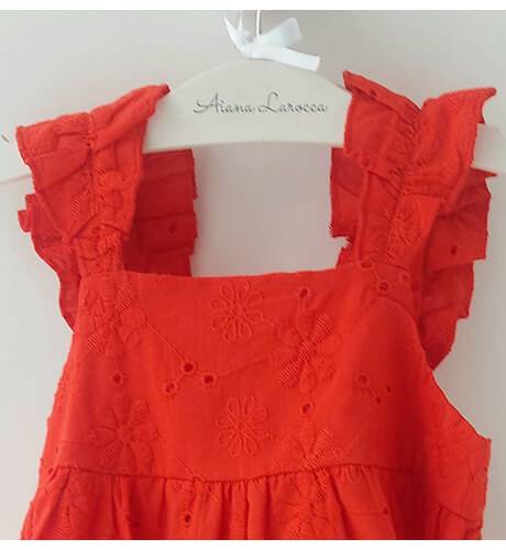 Vestido niña rojo bordado de Coco Acqua | Aiana Larocca