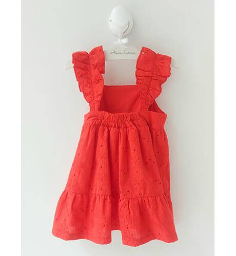Vestido niña rojo bordado de Coco Acqua | Aiana Larocca