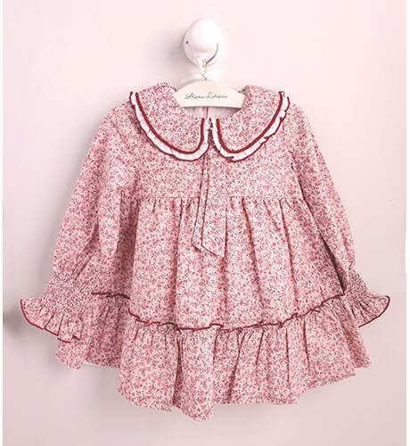 Vestido niña estampado liberty burdeos de Coco Acqua | Aiana Larocca