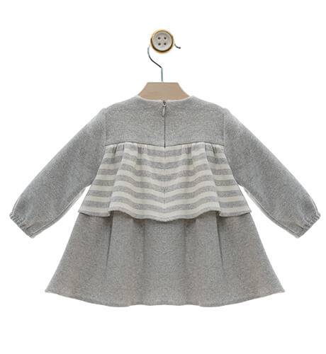 Vestido bebé punto a rayas gris de Yoedu | Aiana Larocca