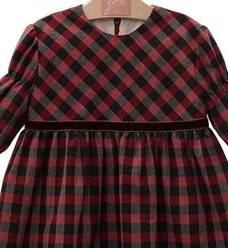 Vestido niña a cuadros burdeos Donald de Yoedu | Aiana Larocca