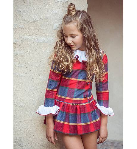 Vestido niña a cuadros marino y rojo de Marta y Paula | Aiana Larocca