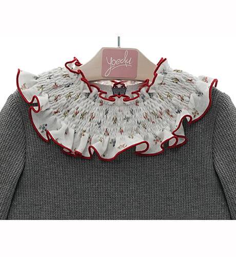Vestido niña combinado punto gris de Yoedu | Aiana Larocca