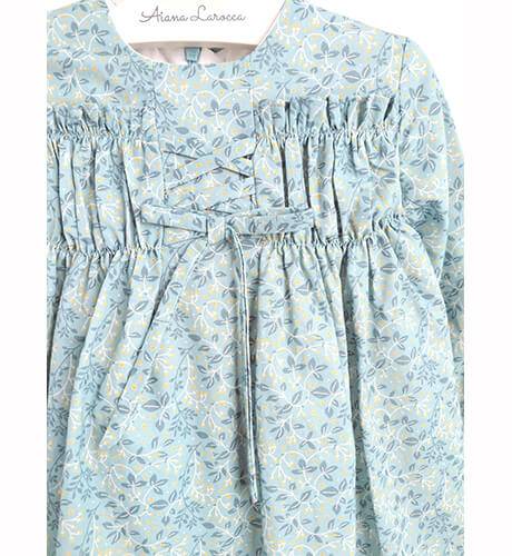 Vestido niña estampado liberty color turquesa de Yoedu | Aiana Larocca