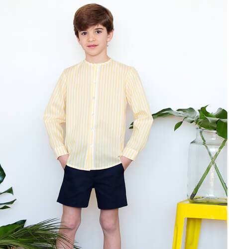 Camisa niño a rayas amarillas de Clemencita | Aiana Larocca