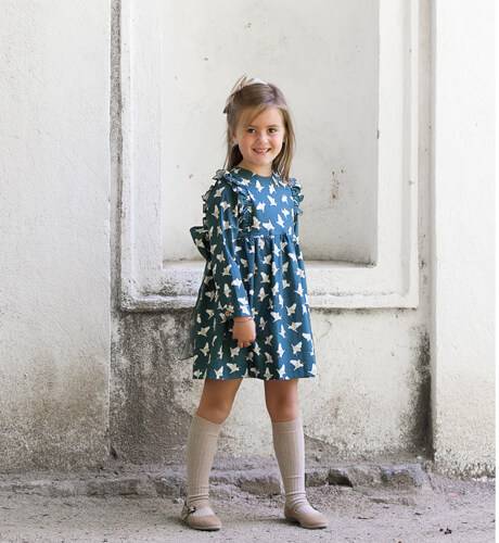 Vestido estampado azul grisáceo de Baby Yiro | Aiana Larocca