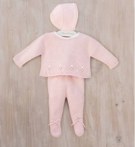 Conjunto bebe jersey y polaina rosa de Micolino | Aiana Larocca