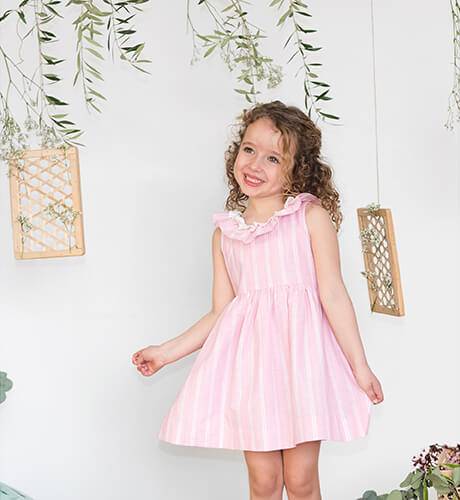 Vestido niña a rayas rosa y blanco de Ancar | Aiana Larocca