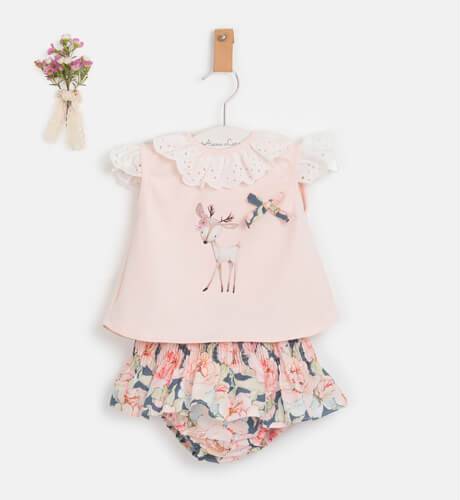 Conjunto niña camiseta bamby y culote floral de Valentina Bebés | Aiana Larocca