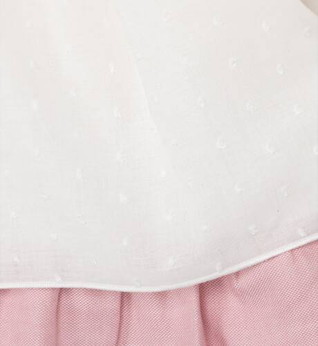 Vestido bebé plumeti crudo volantitos rosa | Aiana Larocca